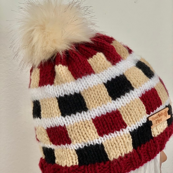 Hand Knits 2 Love Beanie Hat Plaid Check Designer main image 8